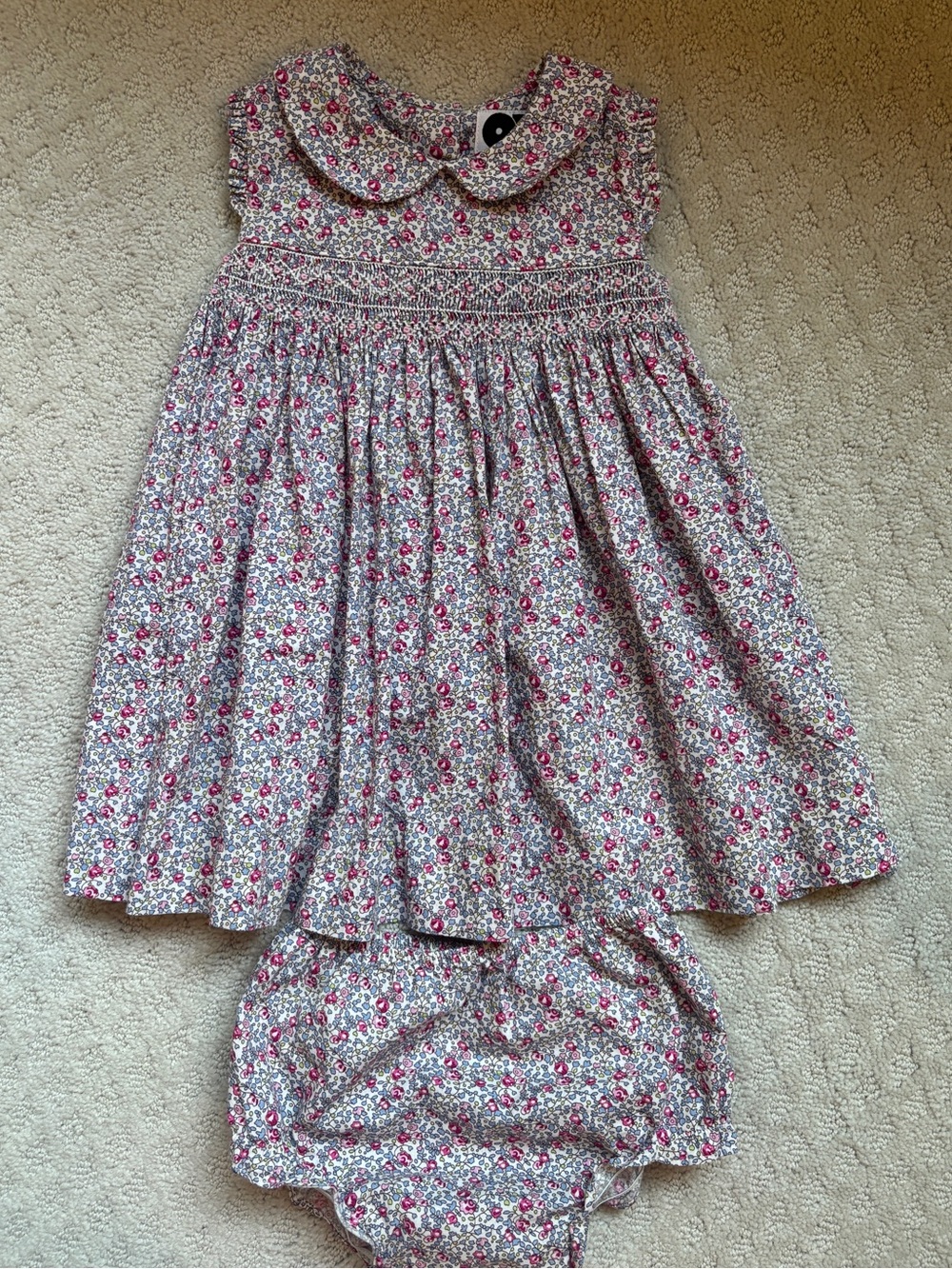 Question Everything Girls' Pink Floral Smocked Dress with Bloomers